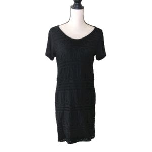 🌟 DKNYC Black Eyelet Short Sleeve Dress Size Small